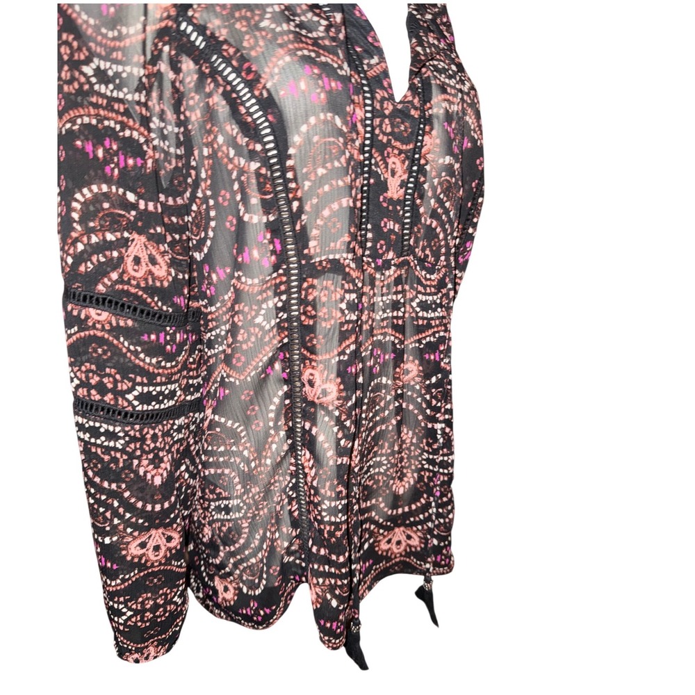 Daniel Rainn / Anthropologie Paisley Sheer Tassel Blouse Top Size Medium - Picture 9 of 9